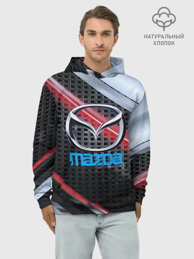 Худи мужской базовый хлопок с принтом «MAZDA high speed collection»