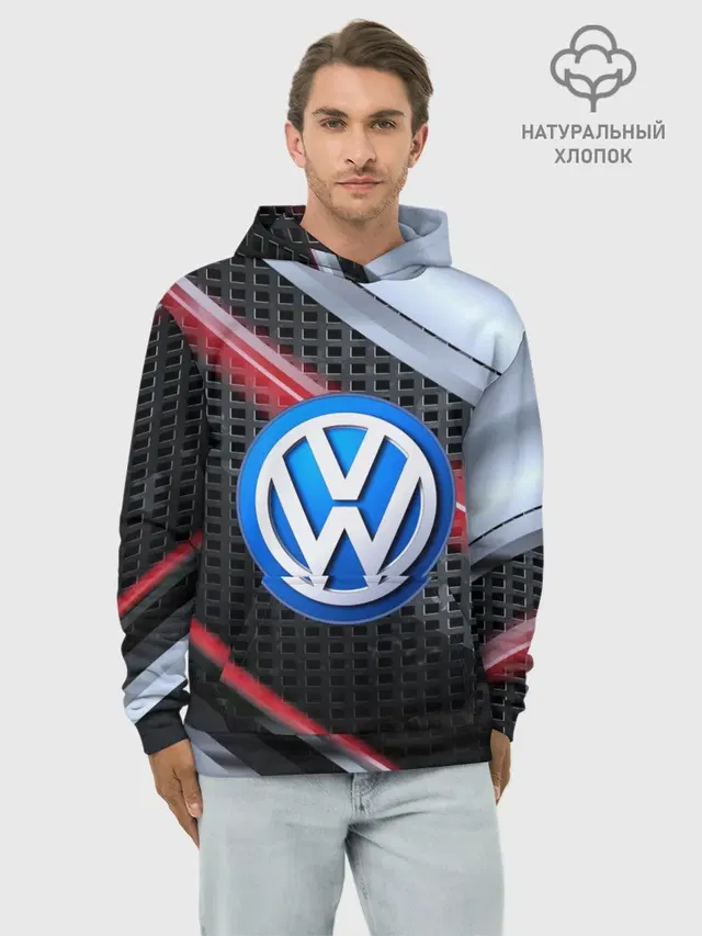 Худи мужской базовый хлопок с принтом «Volkswagen — VOLKSWAGEN high speed»