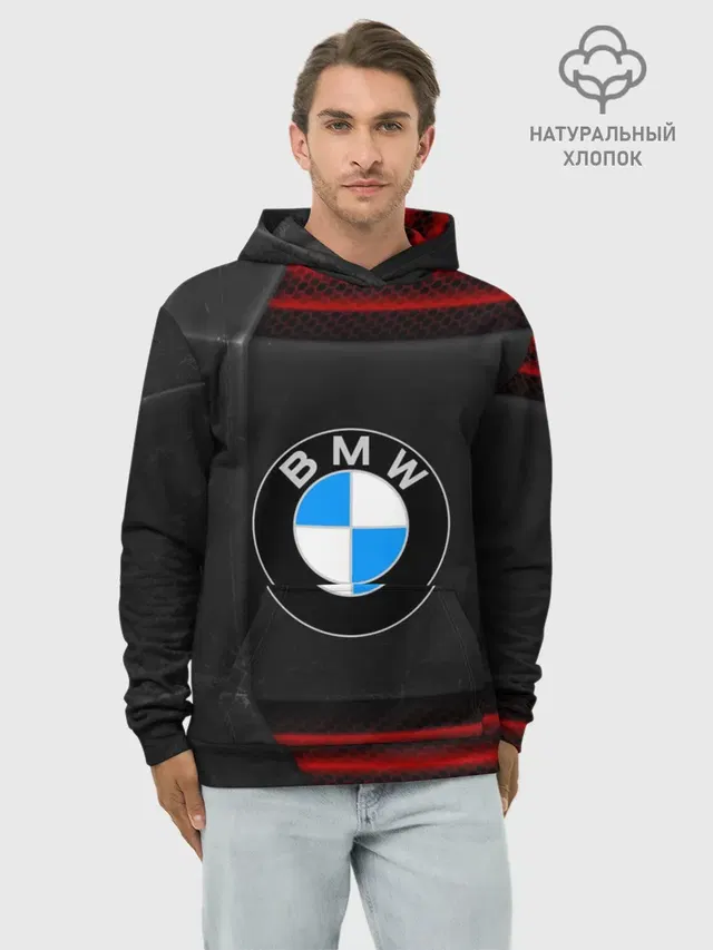 Худи мужской базовый хлопок с принтом «BMW — bmw auto sport»