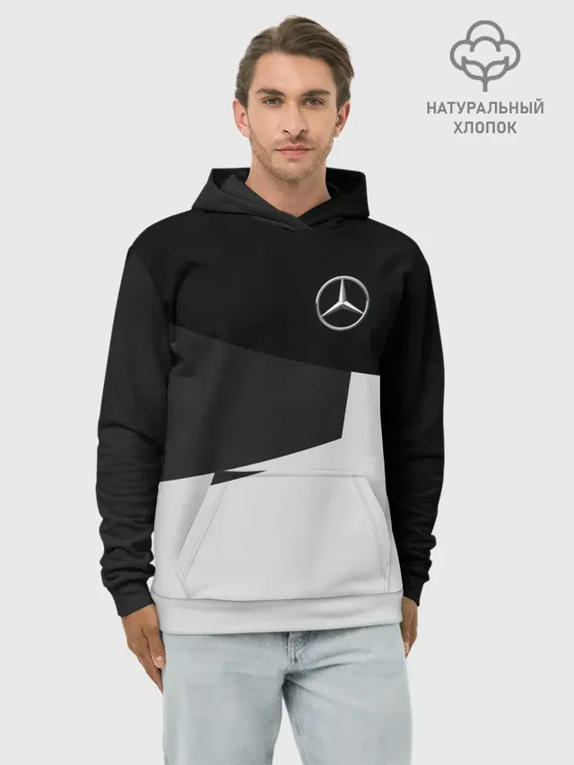 Худи мужской базовый хлопок с принтом «Merсedes — MERCEDES BENZ SPORT»