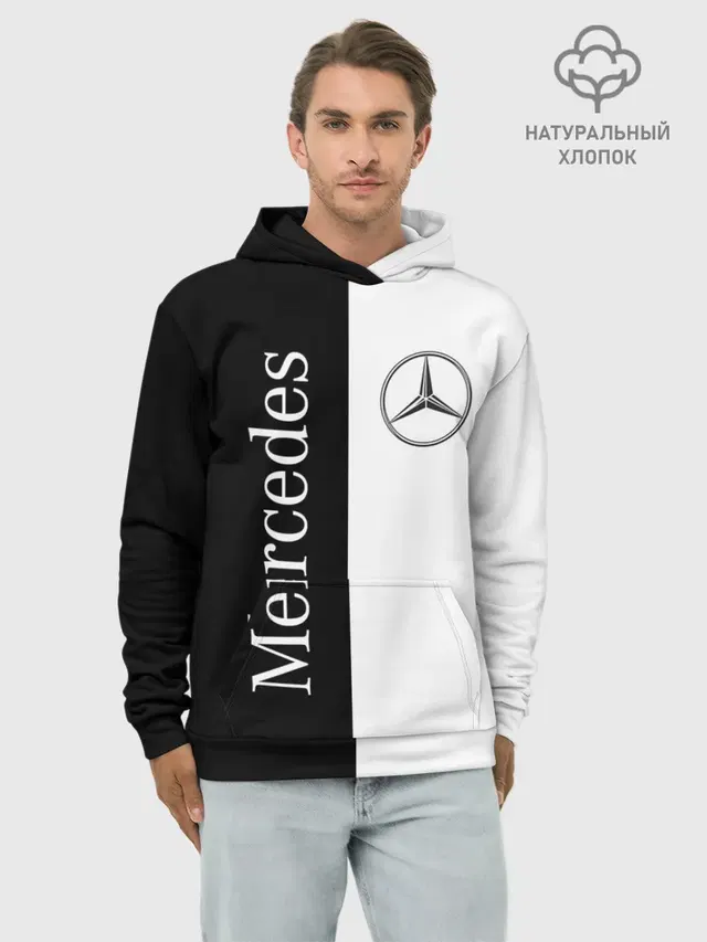 Худи мужской базовый хлопок с принтом «Merсedes — Mercedes»