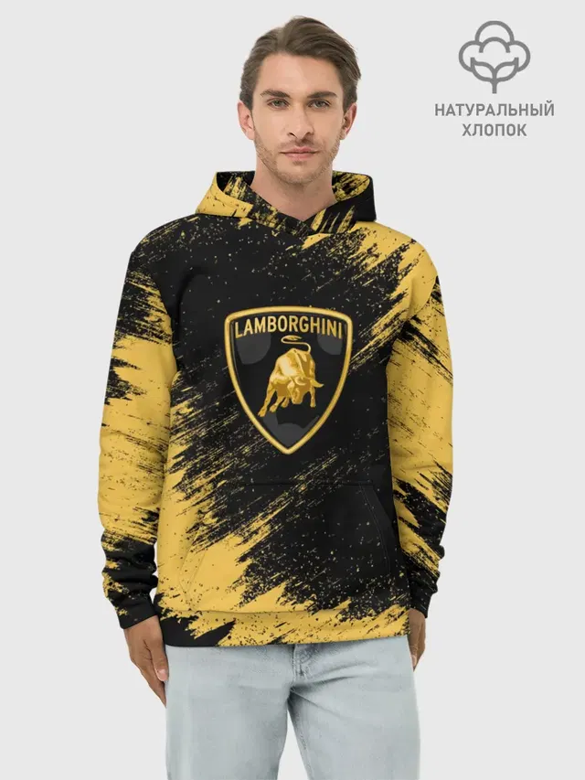 Худи мужской базовый хлопок с принтом «Lamborghini»