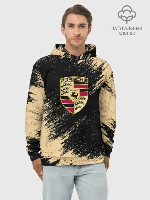 Худи мужской базовый хлопок с принтом «Porsche»