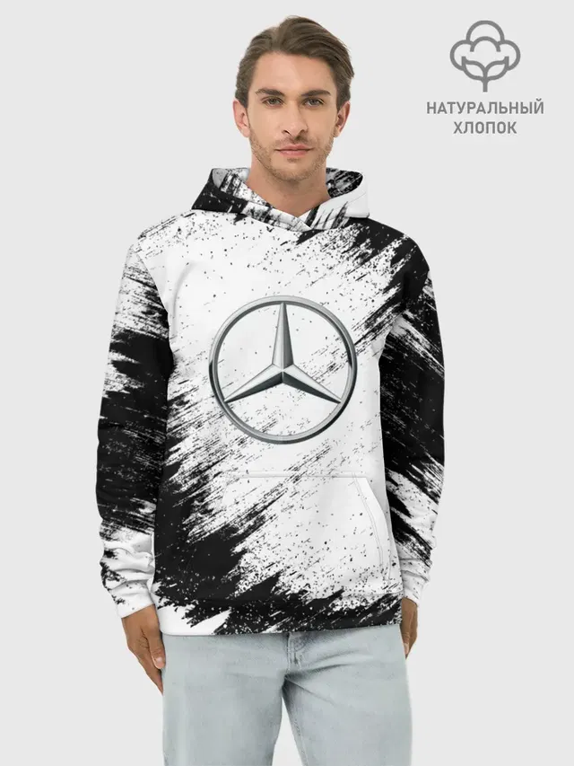 Худи мужской базовый хлопок с принтом «Merсedes — Mercedes»