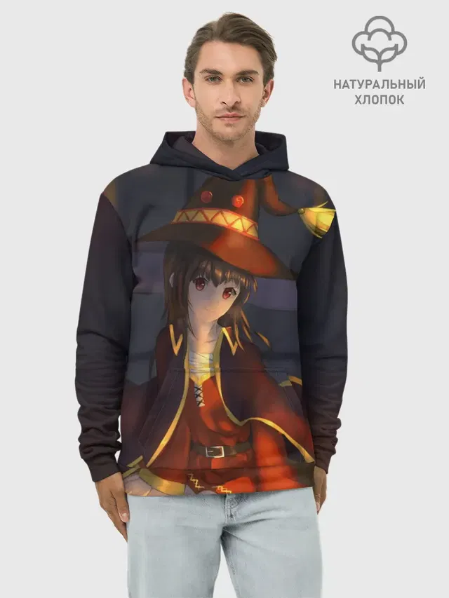 Худи мужской базовый хлопок с принтом «Megumin ночная»