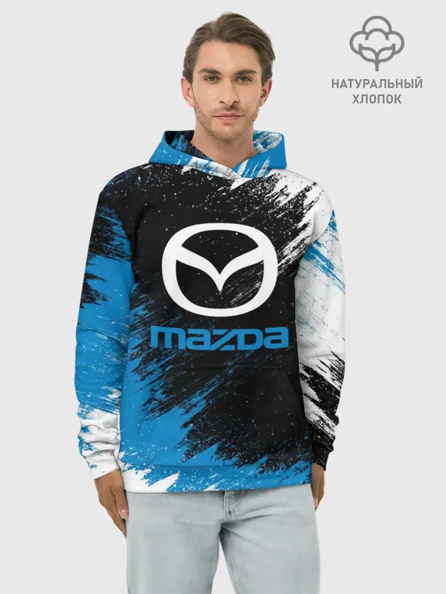 Худи мужской базовый хлопок с принтом «Mazda»