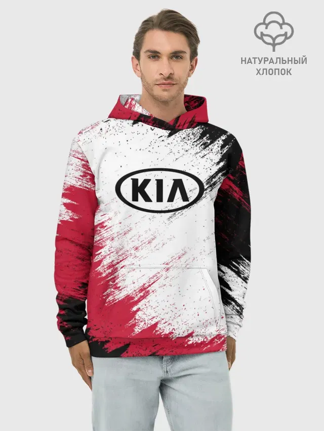 Худи мужской базовый хлопок с принтом «KIA»