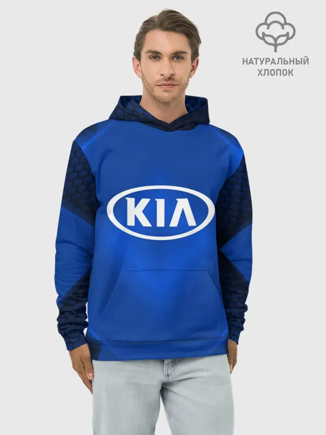 Худи мужской базовый хлопок с принтом «KIA Sport»