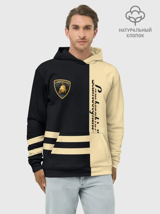 Худи мужской базовый хлопок с принтом «Lamborghini»