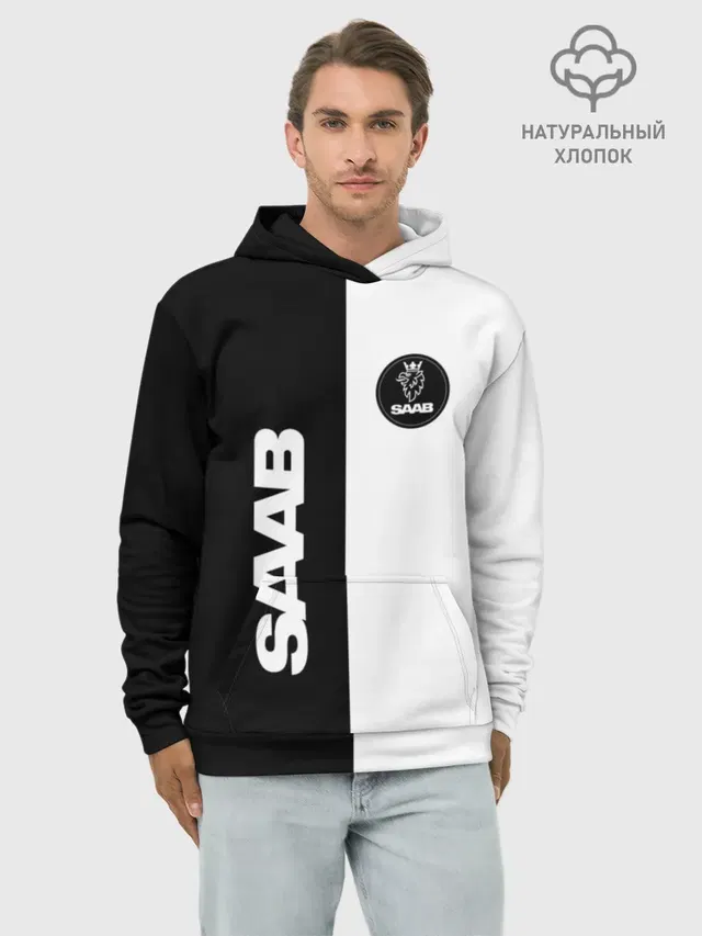Худи мужской базовый хлопок с принтом «Saab»