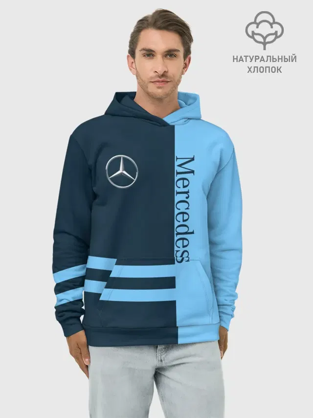 Худи мужской базовый хлопок с принтом «Merсedes — Mercedes»