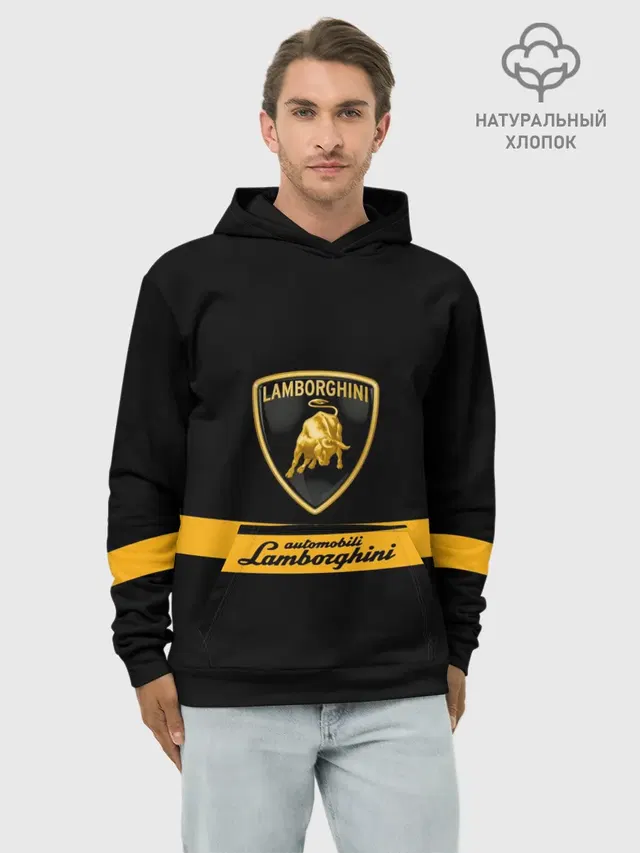 Худи мужской базовый хлопок с принтом «Lamborghini — Lamborghini Automobili S.p.A.»
