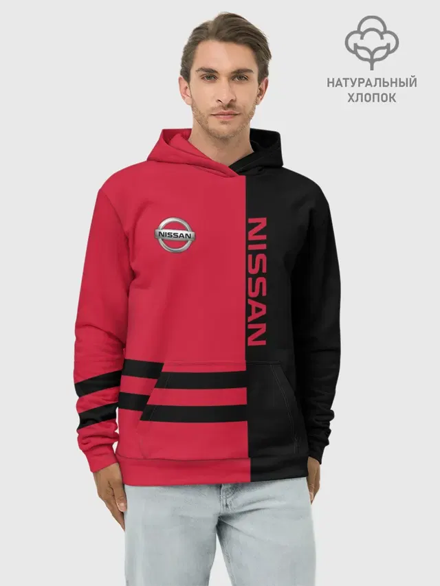 Худи мужской базовый хлопок с принтом «Nissan»