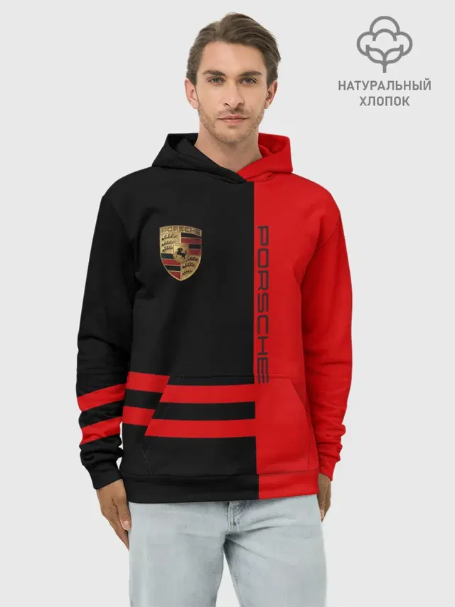 Худи мужской базовый хлопок с принтом «Porsche»