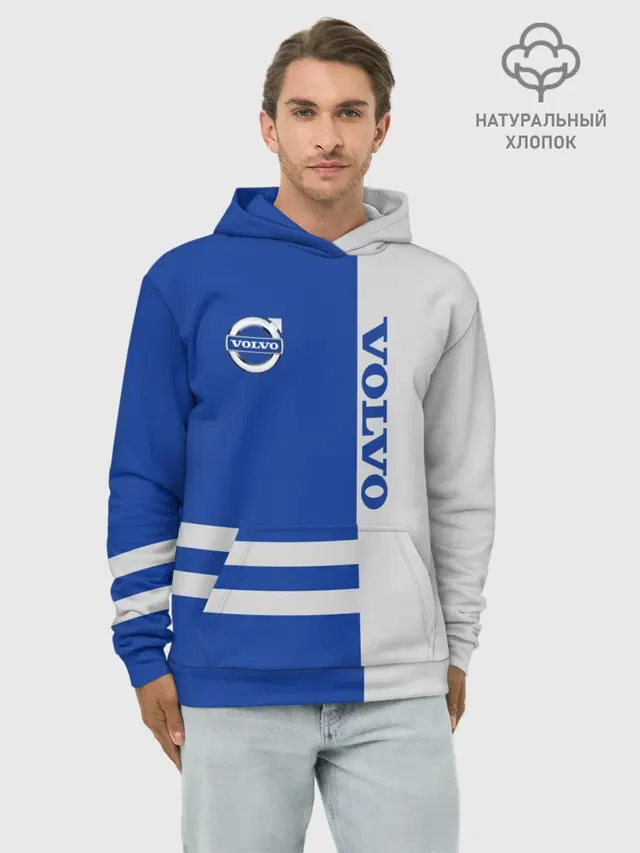 Худи мужской базовый хлопок с принтом «Volvo»