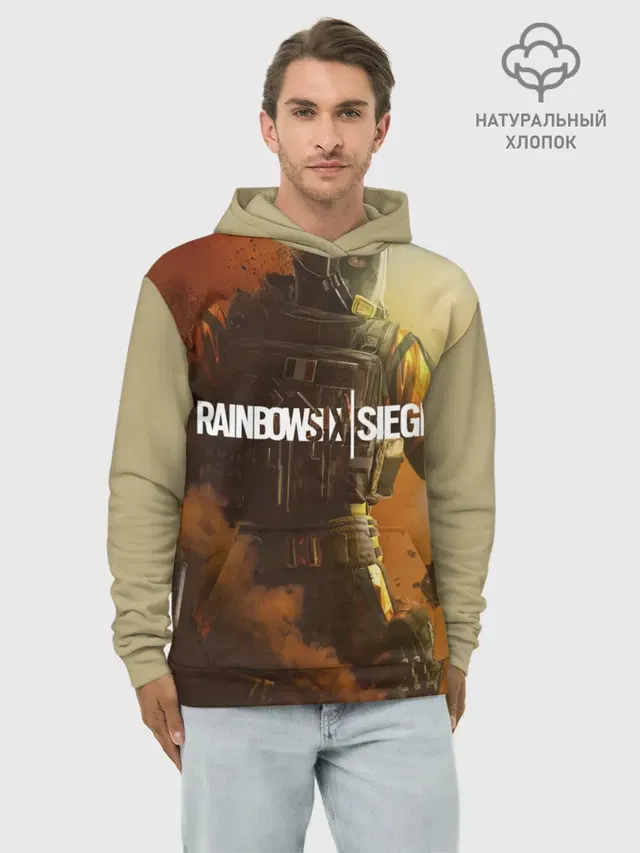 Худи мужской базовый хлопок с принтом «Rainbow SIX Siege Outbreak»