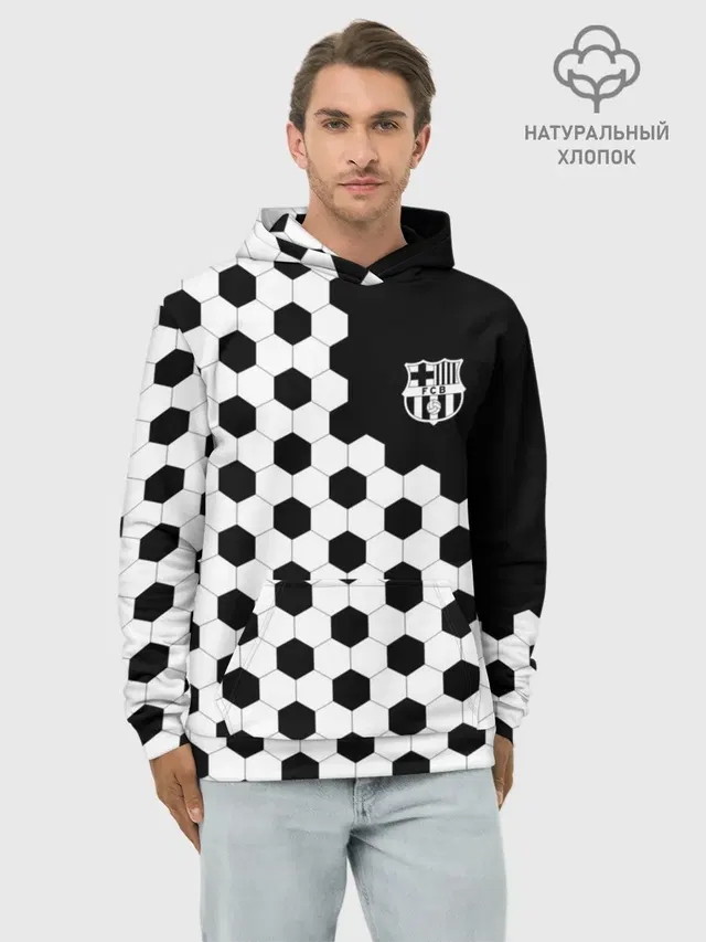 Худи мужской базовый хлопок с принтом «Барселона — FC Barcelona»