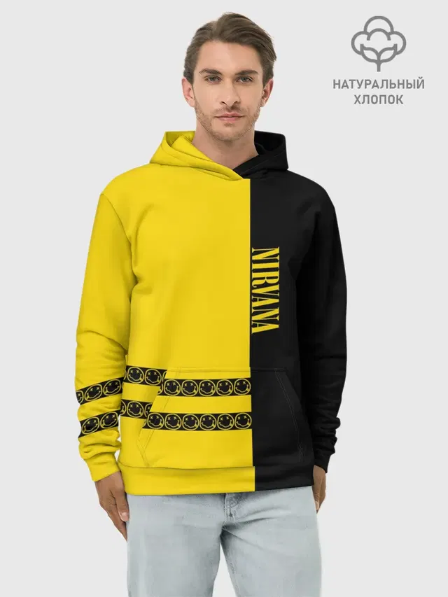 Худи мужской базовый хлопок с принтом «Nirvana Logo»