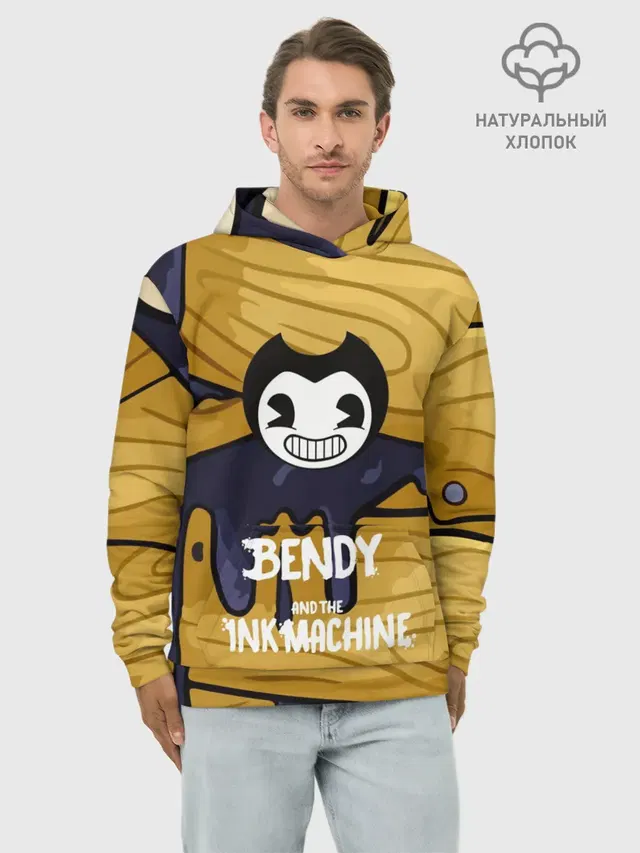 Худи мужской базовый хлопок с принтом «Bendy and the ink machine»