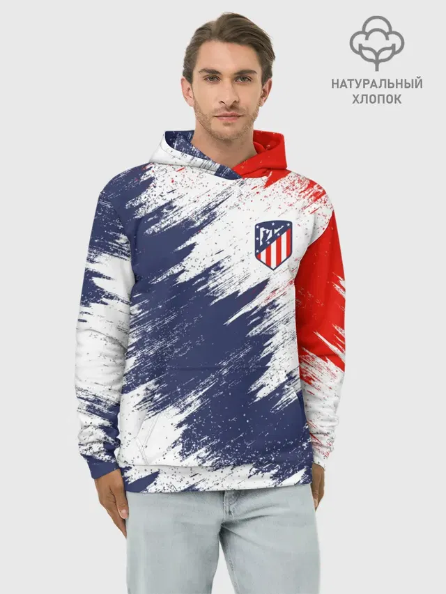 Худи мужской базовый хлопок с принтом «Atletico Madrid»