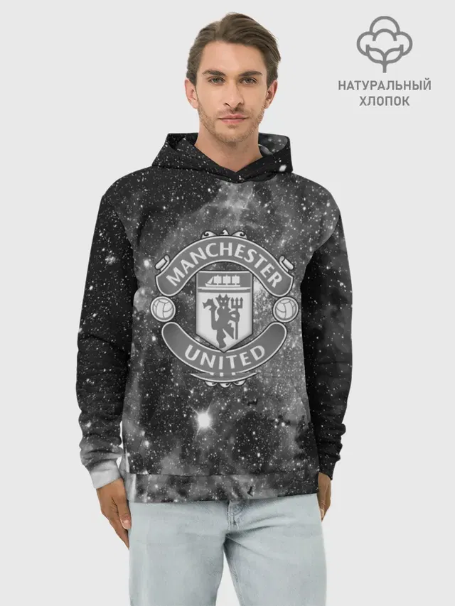 Худи мужской базовый хлопок с принтом «Манчестер Юнайтед — Manchester United Cosmos»