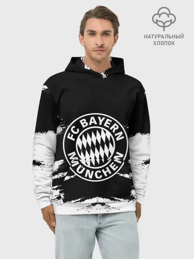 Худи мужской базовый хлопок с принтом «Bayern München»
