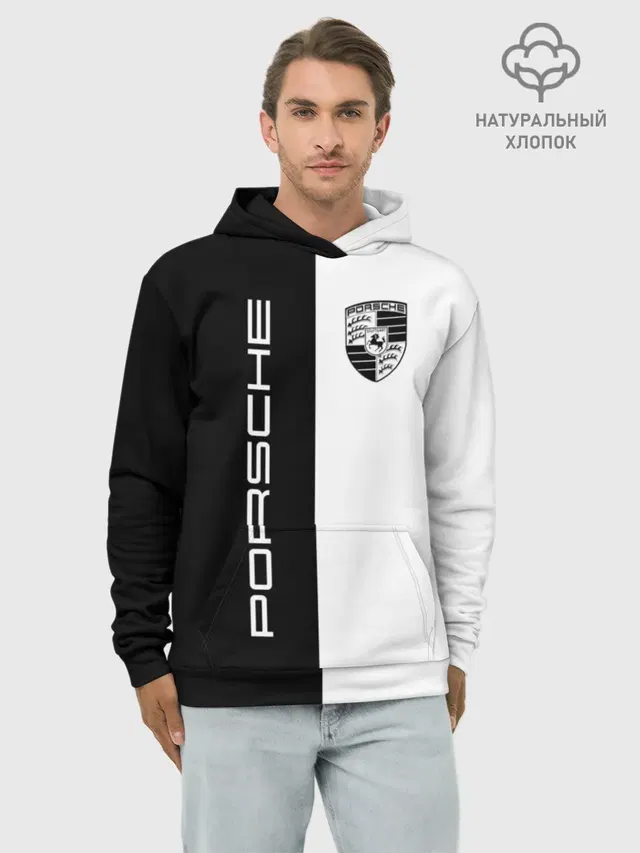 Худи мужской базовый хлопок с принтом «Porsche»