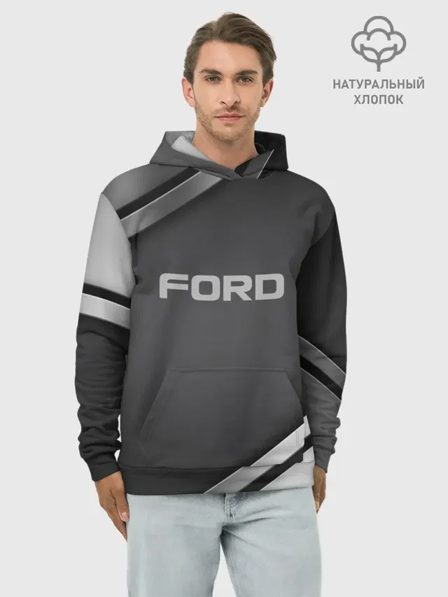 Худи мужской базовый хлопок с принтом «Ford»