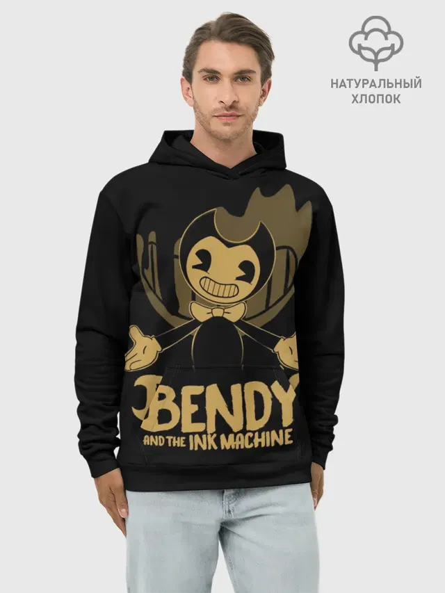 Худи мужской базовый хлопок с принтом «Ink Bendy»