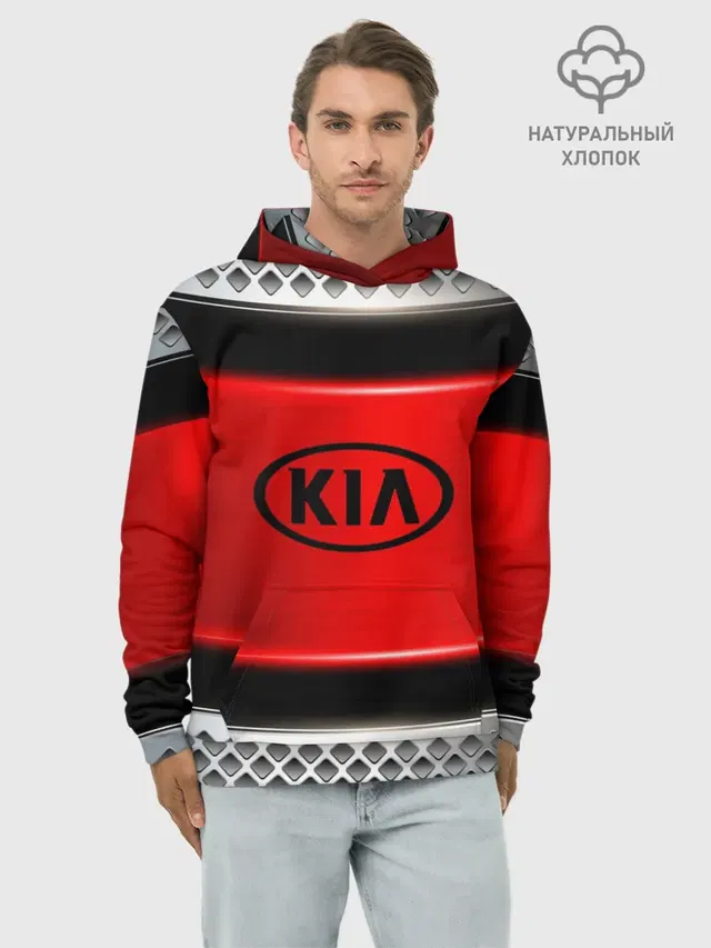 Худи мужской базовый хлопок с принтом «KIA»