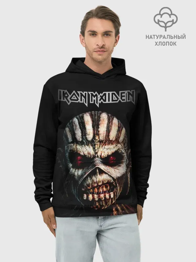 Худи мужской базовый хлопок с принтом «Iron Maiden — Iron Maden. The Book of Souls»