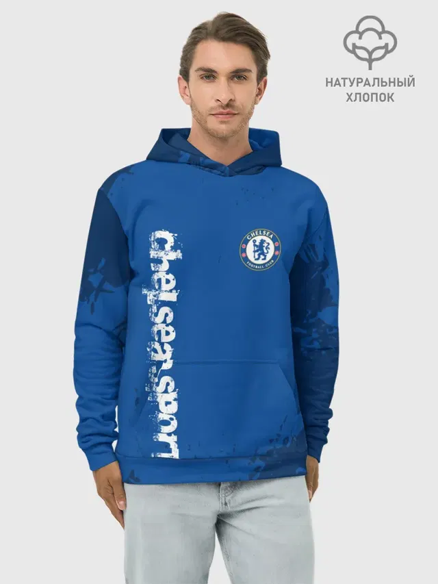 Худи мужской базовый хлопок с принтом «Grunge — CHELSEA SPORT»