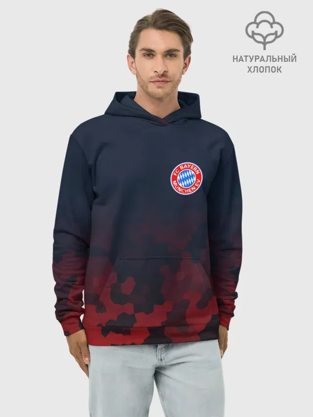 Худи мужской базовый хлопок с принтом «FC Bayern — BAYERN MUNCHEN SPORT»
