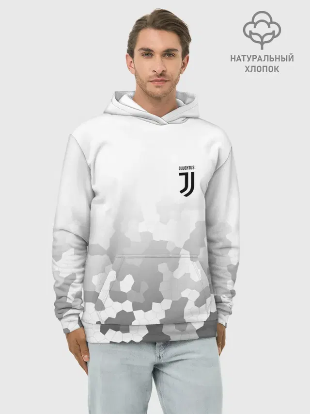 Худи мужской базовый хлопок с принтом «Ювентус — JUVENTUS SPORT»