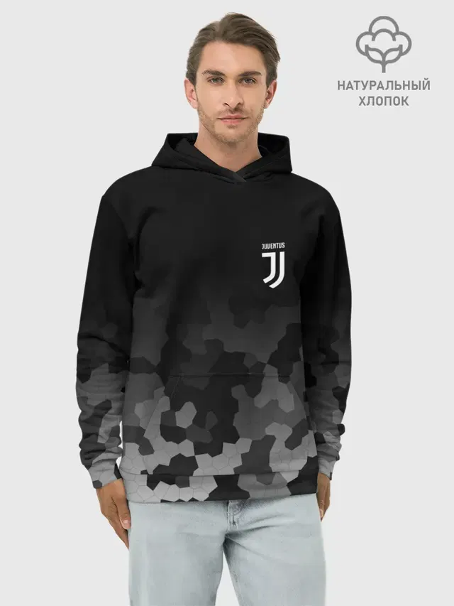Худи мужской базовый хлопок с принтом «Ювентус — JUVENTUS SPORT»