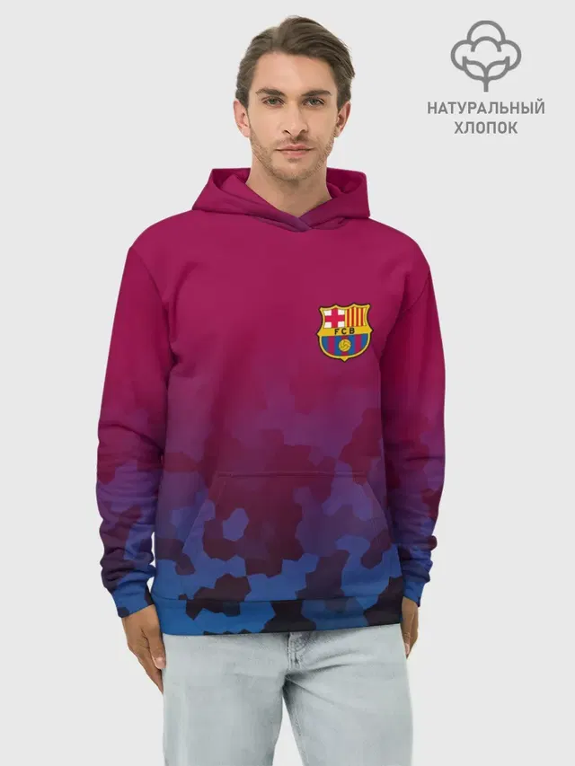 Худи мужской базовый хлопок с принтом «Барселона — FC BARCA SPORT»