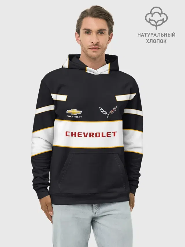 Худи мужской базовый хлопок с принтом «Chevrolet»