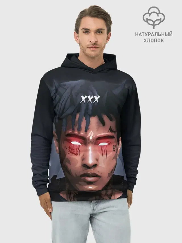Худи мужской базовый хлопок с принтом «Dreadlocks — XXXtentacion»