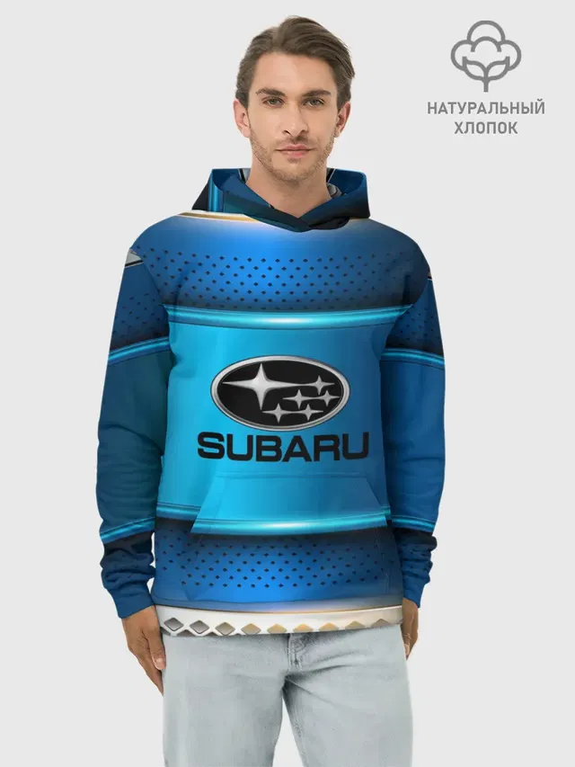 Худи мужской базовый хлопок с принтом «SUBARU sport collection»