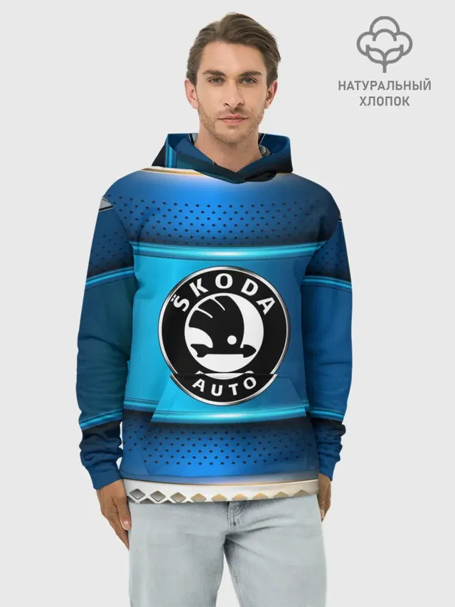 Худи мужской базовый хлопок с принтом «SKODA sport collection»