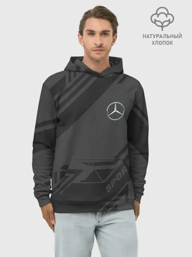 Худи мужской базовый хлопок с принтом «Sport — MERCEDES SPORT»