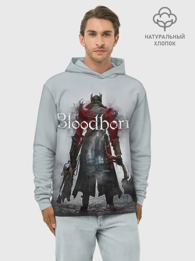 Худи мужской базовый хлопок с принтом «Bloodborne»