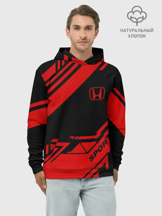 Худи мужской базовый хлопок с принтом «Honda — HONDA SPORT»
