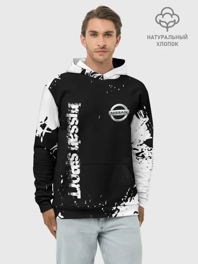 Худи мужской базовый хлопок с принтом «Nissan — NISSAN SPORT»