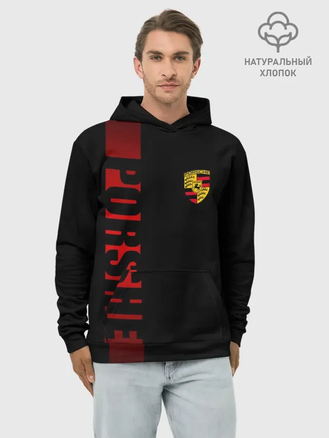 Худи мужской базовый хлопок с принтом «Porsche — PORSCHE SPORT»