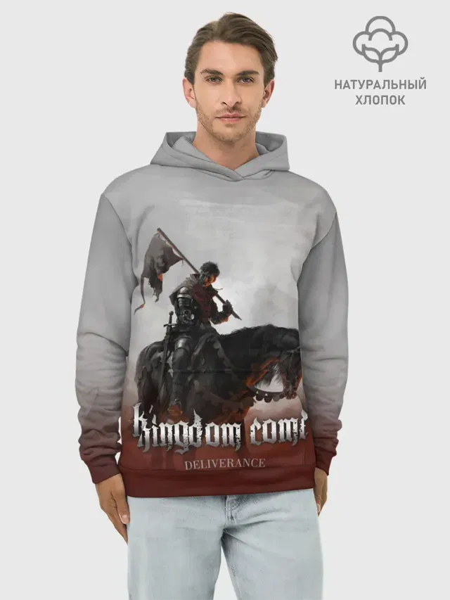 Худи мужской базовый хлопок с принтом «Kingdom Come: Deliverance — Рыцарь на коне»