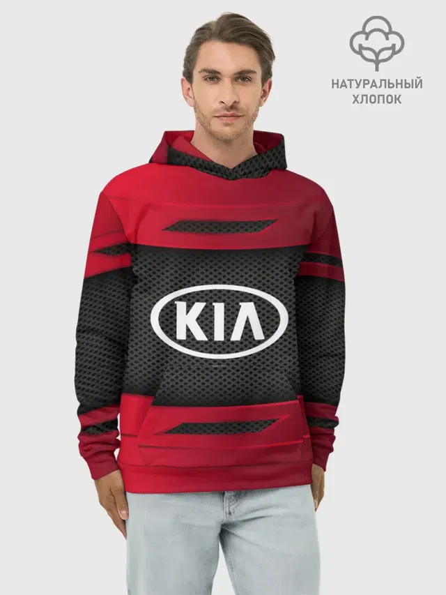 Худи мужской базовый хлопок с принтом «KIA — KIA SPORT»