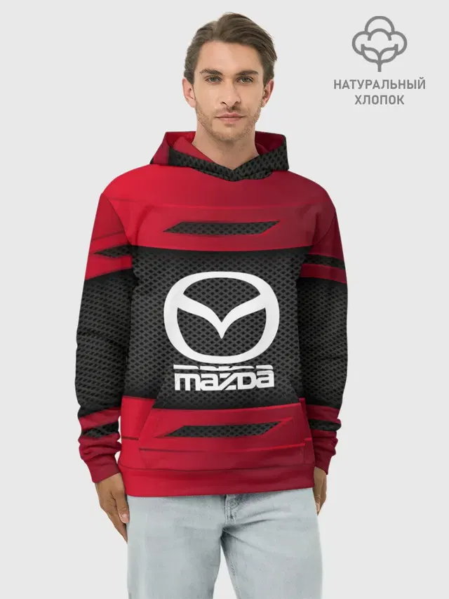 Худи мужской базовый хлопок с принтом «Mazda — MAZDA SPORT»