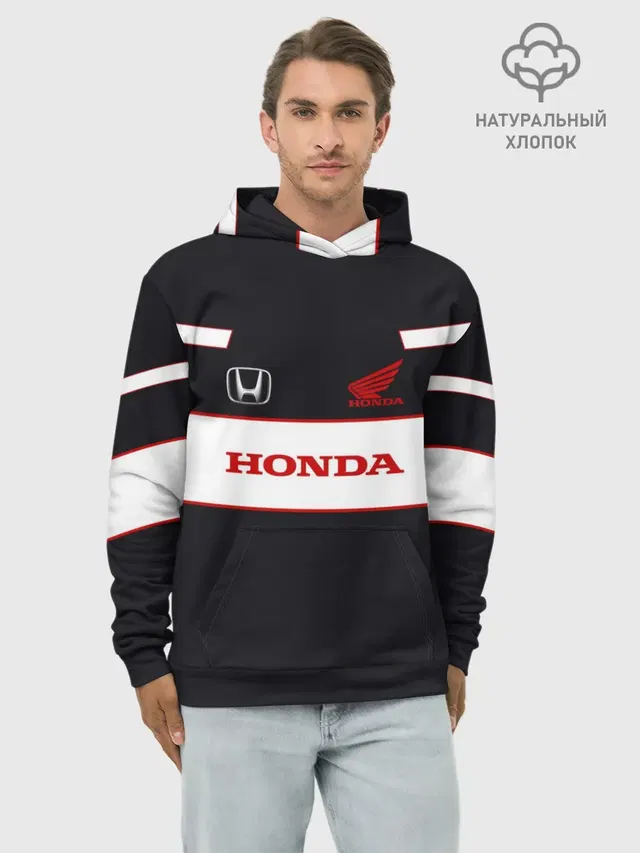 Худи мужской базовый хлопок с принтом «Honda»