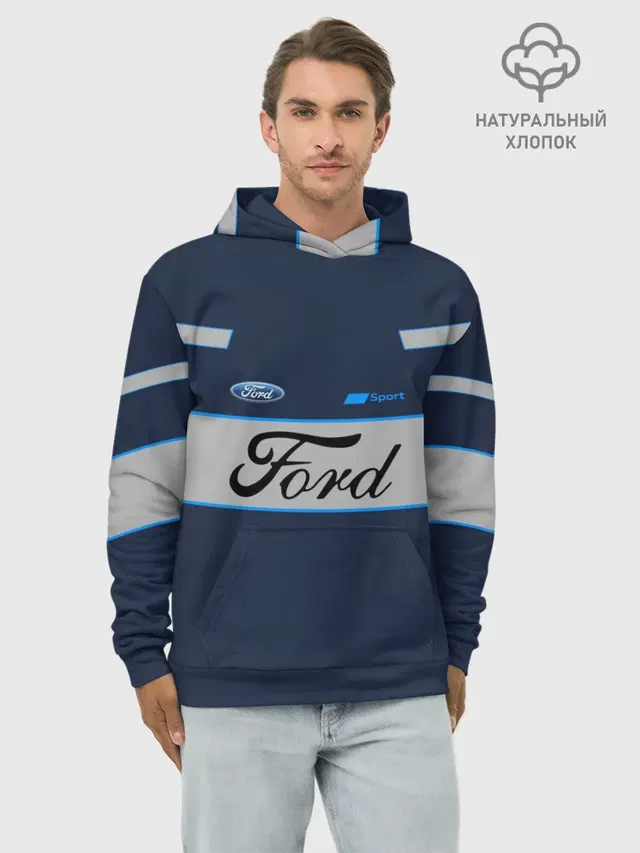 Худи мужской базовый хлопок с принтом «Ford»